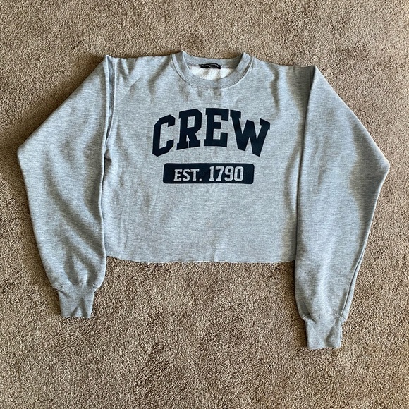 Gray cropped sweatshirt - Picture 1 of 4
